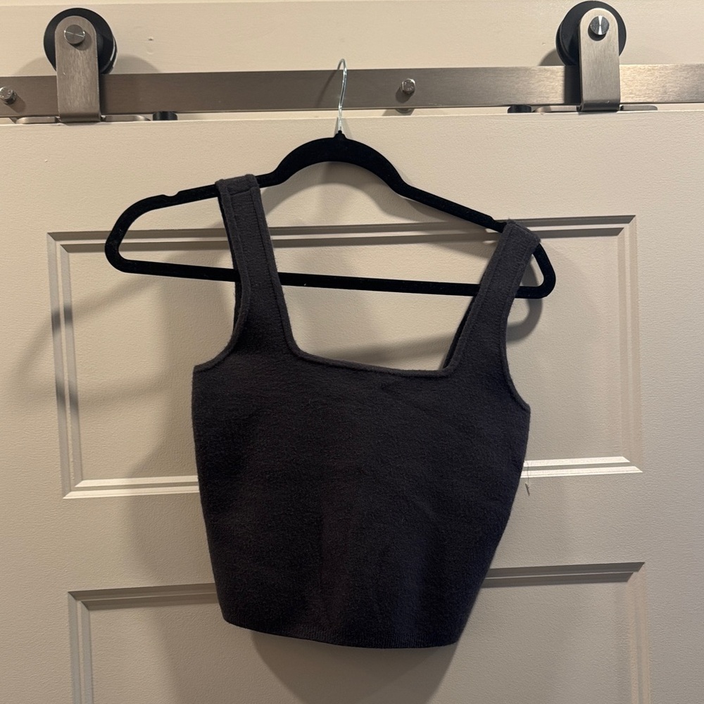Abercrombie & Fitch Black Square-Neck Crop Tank